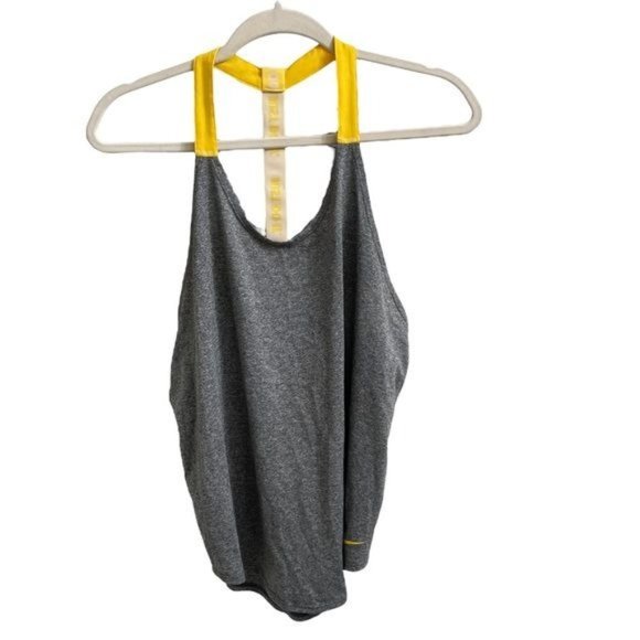 Nike Tops - Nike Grey Yellow Strappy Racerback Athletic Tank Size Medium